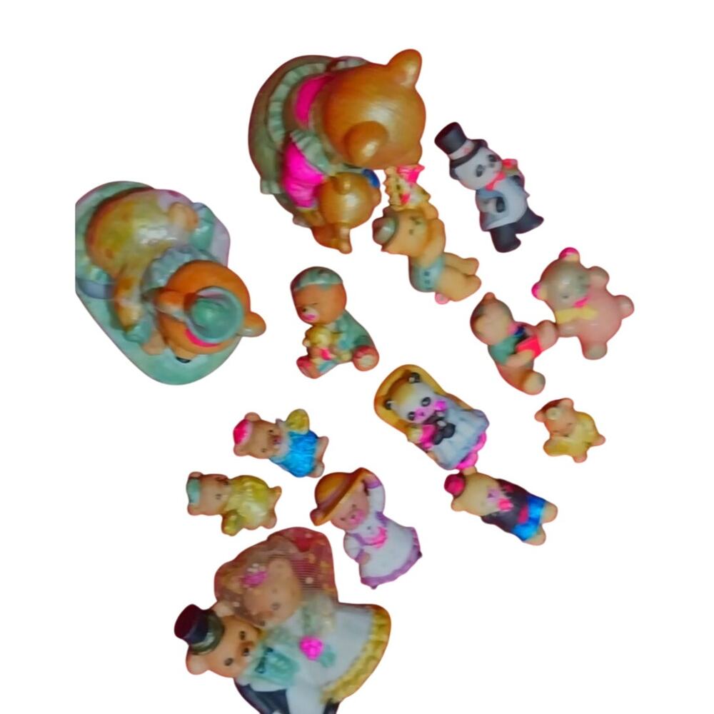 Vintage Teddy Bear Figurines Lot – Homco & Enesco – Wedding, Family, Mini Bears